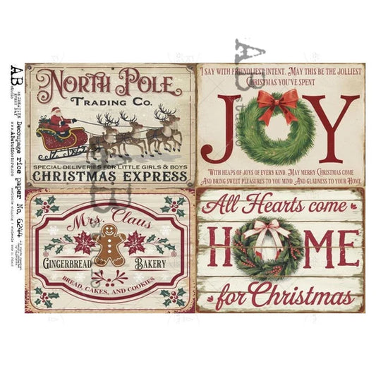 Christmas Sign Quad 2 (#6244) Rice Paper - AB Studio