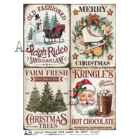 Christmas Sign Quad 1 (#6249) Rice Paper - AB Studio