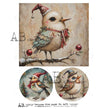 Christmas Crazy Birds Multi (#6275) Rice Paper - AB Studios