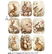 Nine Small Easter Rabbits & Birds (#6414) Rice Paper- AB Studios
