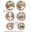 Winter Village Scenes in Wreaths (#7094) Rice Paper- AB Studios
