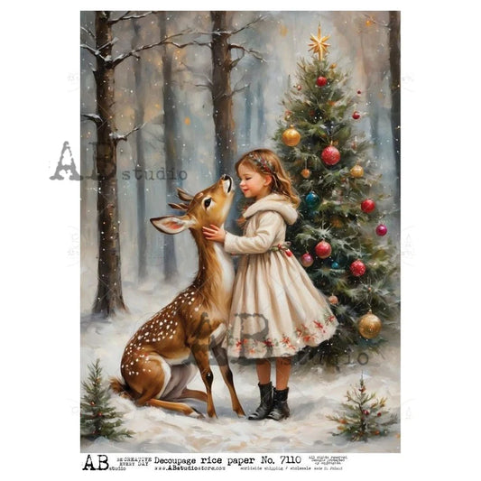 Woodland Christmas Blessing (#7110) Rice Paper - AB Studio