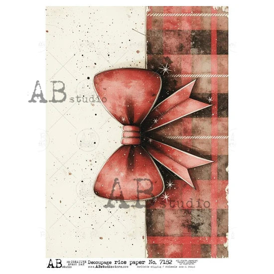 Christmas Bow (#7182) Rice Paper- AB Studios  Decoupage Central