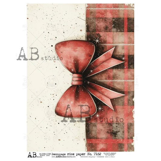 Christmas Bow (#7182) Rice Paper- AB Studios  Decoupage Central