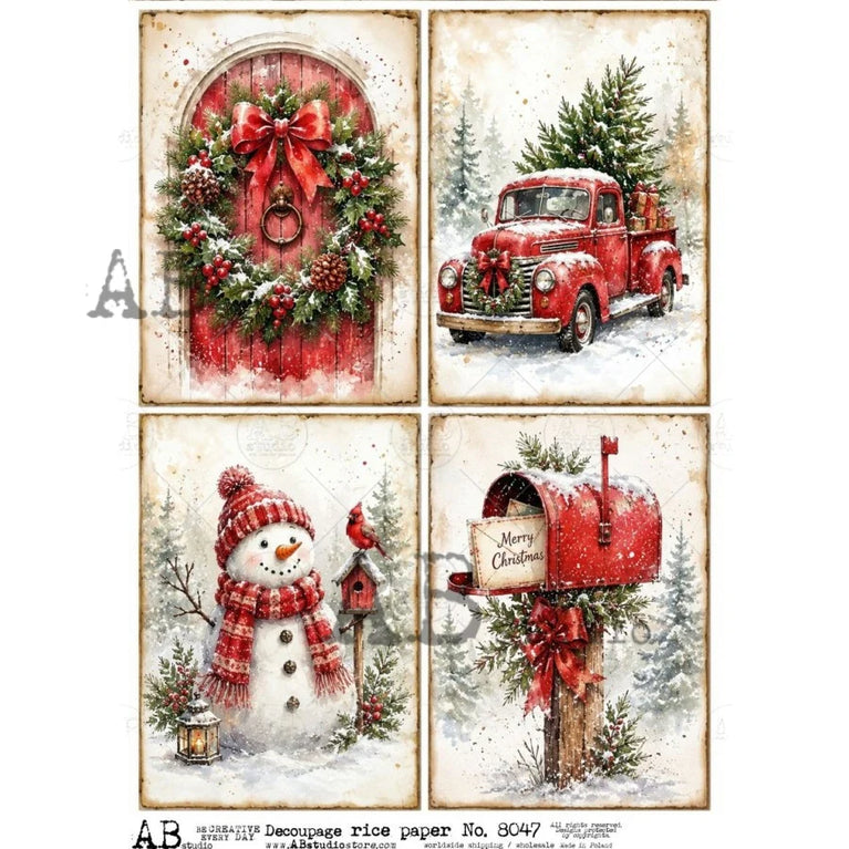 Holiday Homestead (#8047) Rice Paper- AB Studios