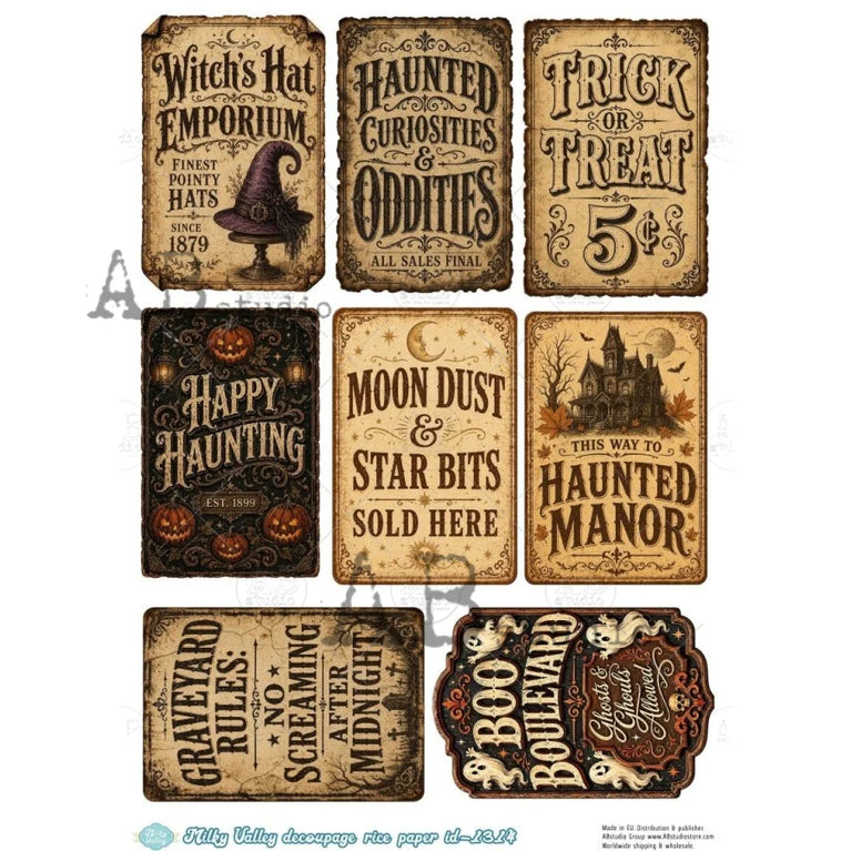 Vintage Halloween Signs (#ID1314) Rice Paper - Milky Valley