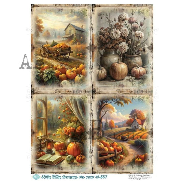 Harvest Cottage Scenes (#ID775) Rice Paper - Milky Valley