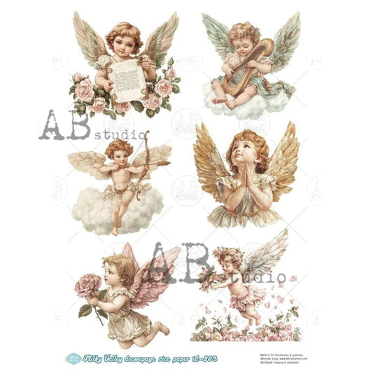 Milky Valley, Victorian Angels Multi (#ID803) Rice Paper - AB Studios