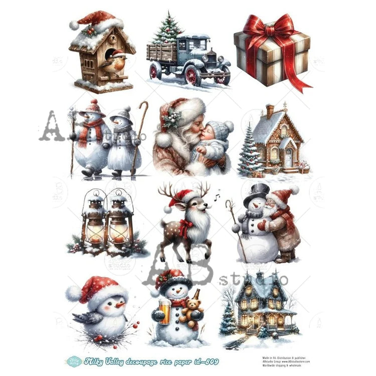 Milky Valley, Christmas Charms (#ID809) Rice Paper - AB Studios
