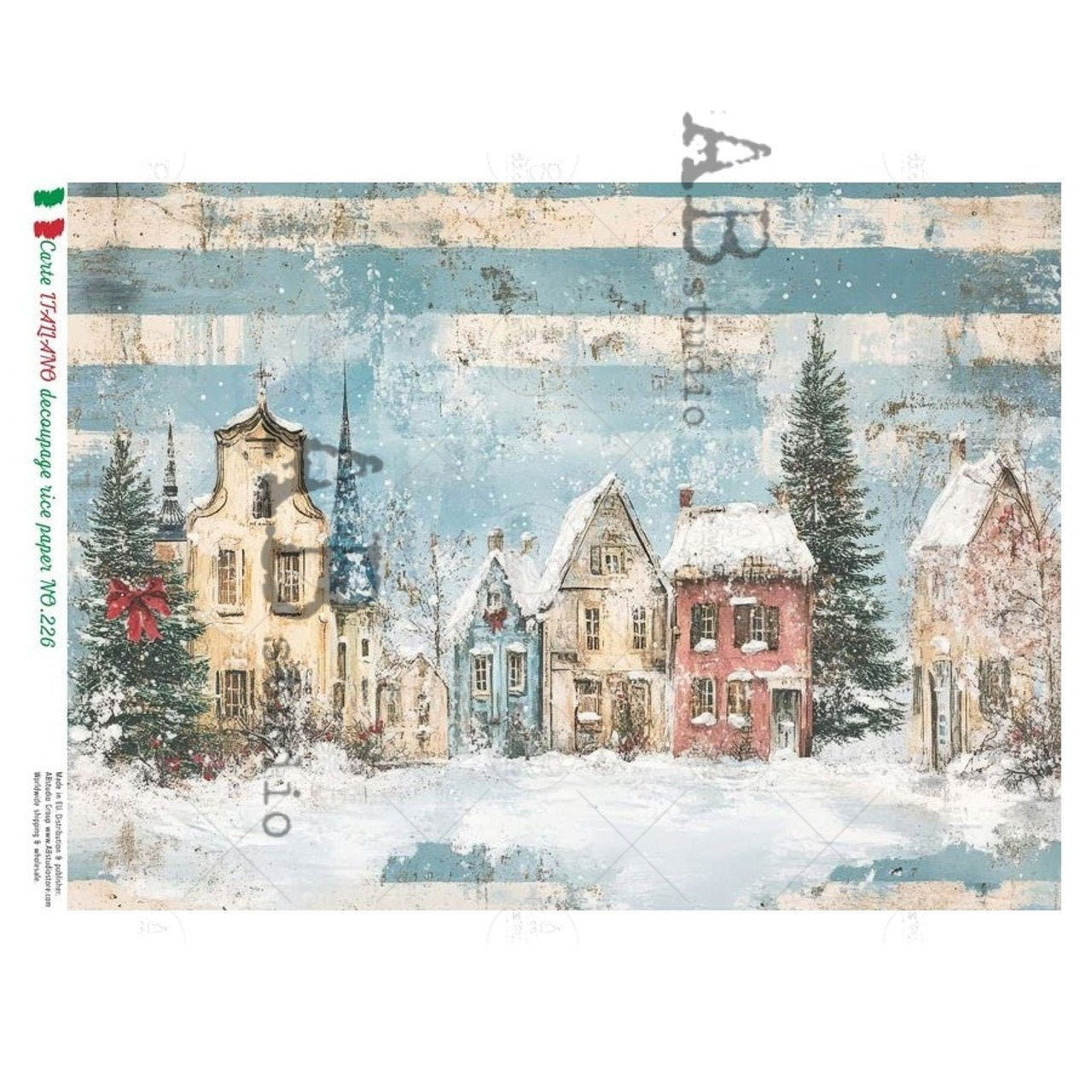 Village Houses Scene (#226) Rice Paper- Carte Italiano