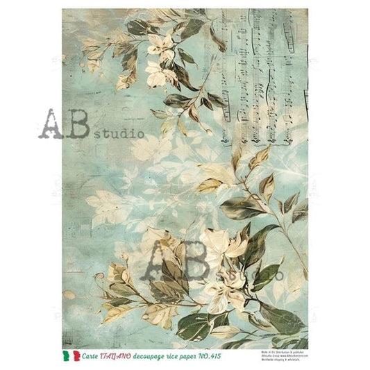Aqua Aria Botanicals (#415) Rice Paper - Carte Italiano