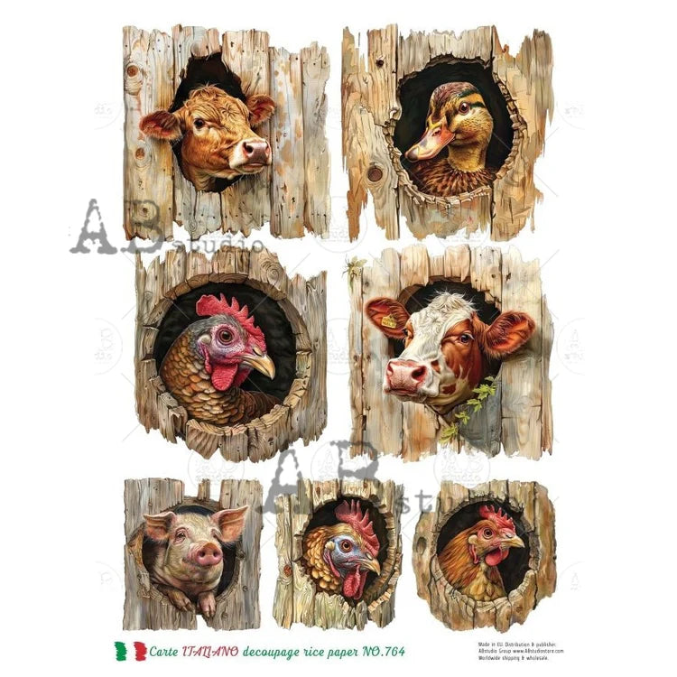 Barnyard Windows Rice Paper (764) - Carte Italiano