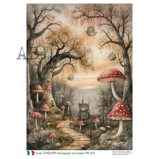 Enchanted Toadstool Path Rice Paper (816) - Carte Italiano