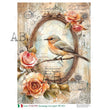 Vintage Oval Songbird Rice Paper (854) - Carte Italiano