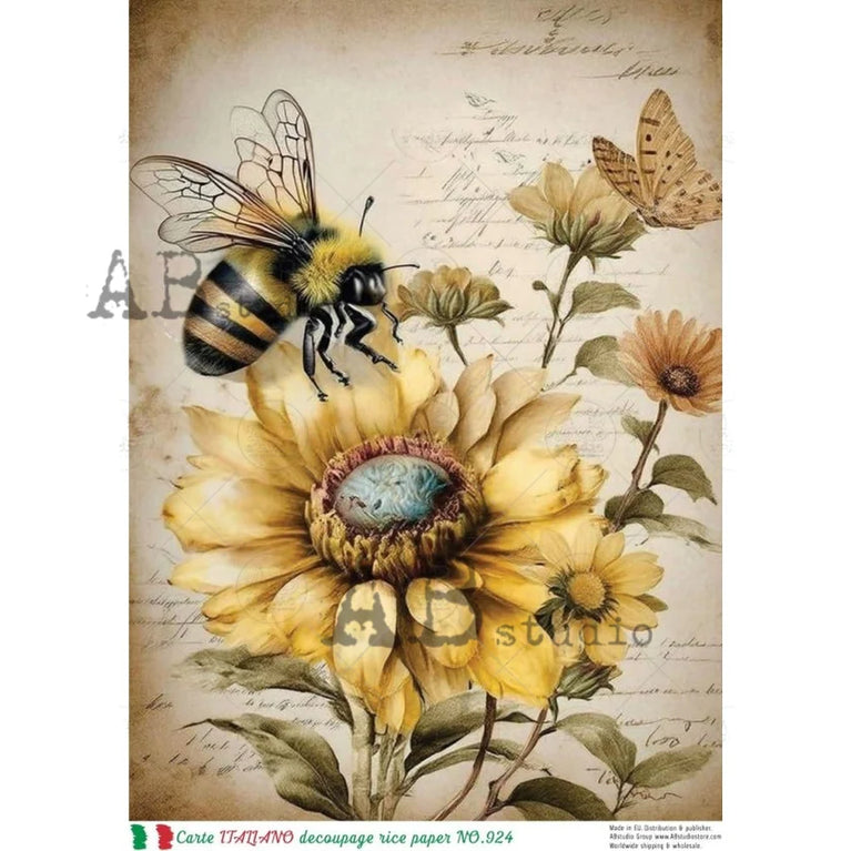 Golden Bee Botanical (#924) Rice Paper - Carte Italiano