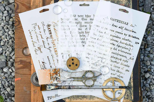 Old Pages Finnabair Stencil Set (3 Stencils) by Finnabair - Prima Marketing