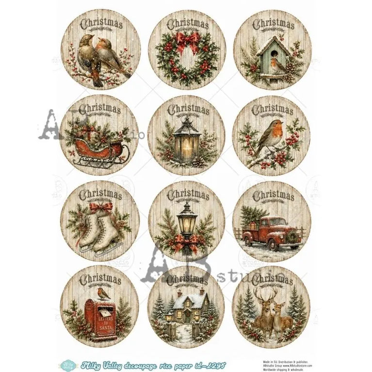 Christmas Country Medallions (#ID1295) Rice Paper - Milky Valley