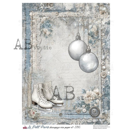 Skates & Silver Baubles Rice Paper (286) - Le Petit Paris/AB Studios