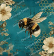 Teal Bumblebee Bloom Rice Paper (DC5208) - Decoupage Central