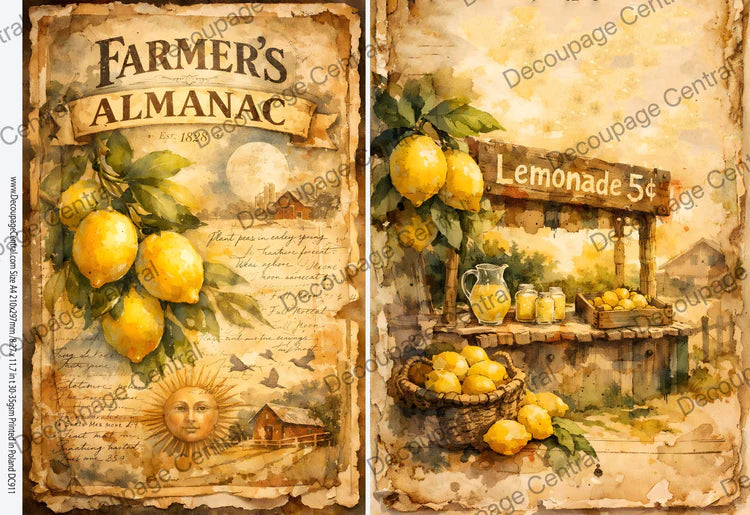 Lemonade Stand Almanac Rice Paper (DC911) - Decoupage Central