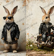 Rebel Bunny Rider Duo Rice Paper (DC916) - Decoupage Central