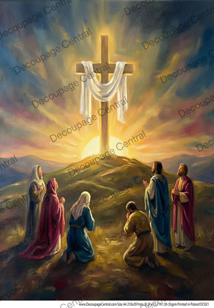 Resurrection Morning Cross Rice Paper (DC921) - Decoupage Central