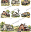Old Farmstead Vignettes Rice Paper (DC936) - Decoupage Central