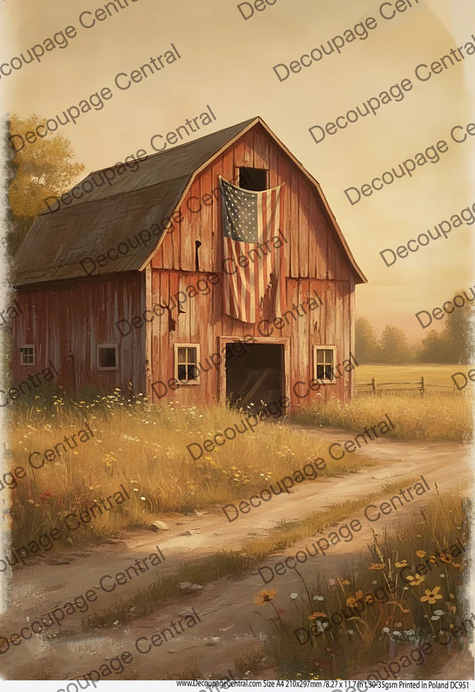 Old Glory Barn Rice Paper (DC951) - Decoupage Central