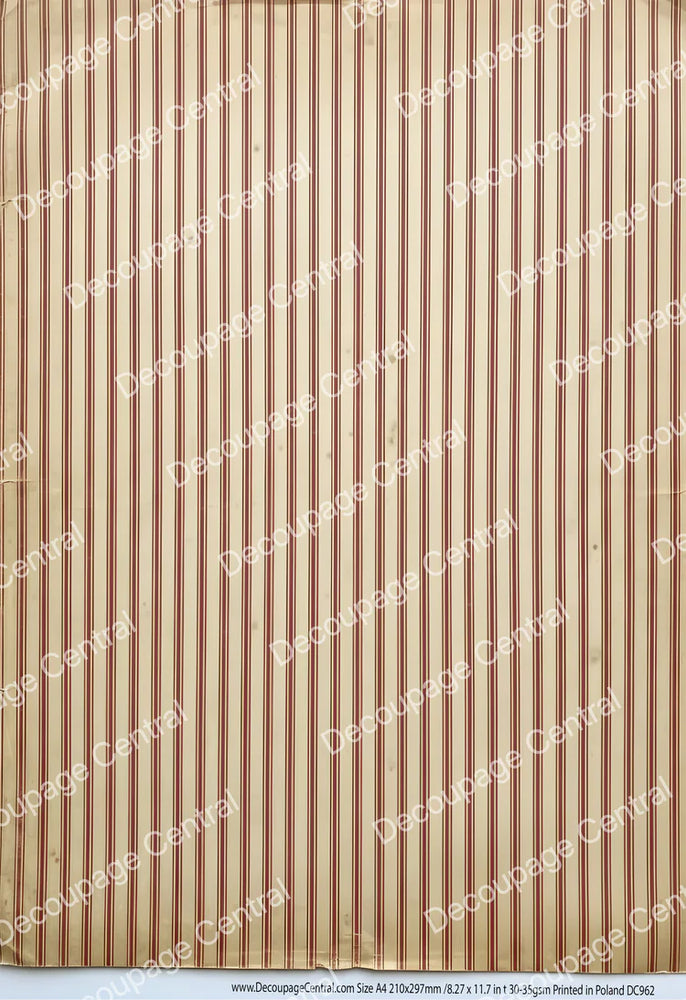 Red Ticking Stripe Rice Paper (DC962)- Decoupage Central