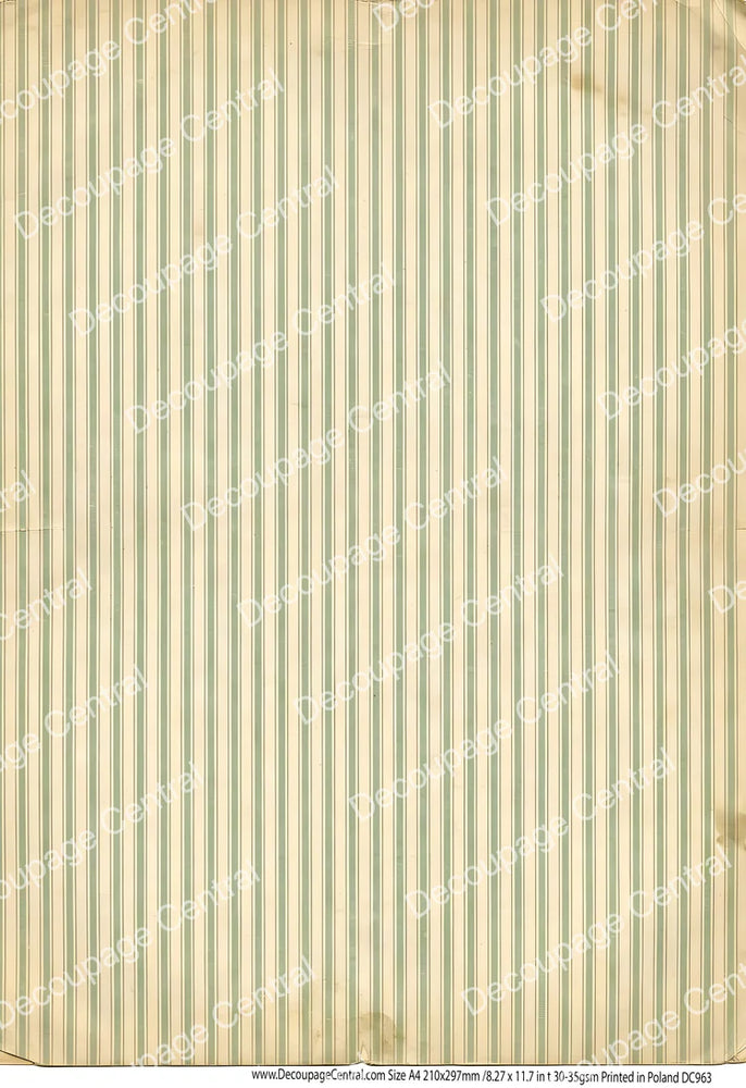 Sage Ticking Stripe Rice Paper (DC963)- Decoupage Central