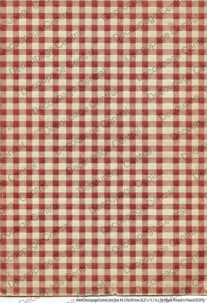 Red Gingham Picnic Check Rice Paper (DC970)- Decoupage Central