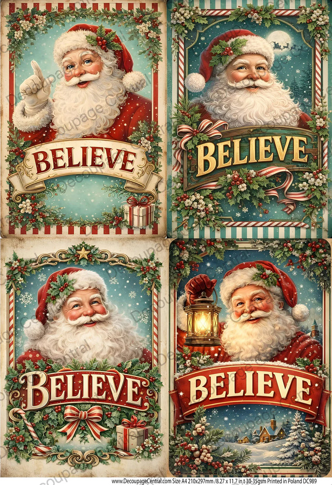 Believe Santa Rice Paper (DC989) - Decoupage Central