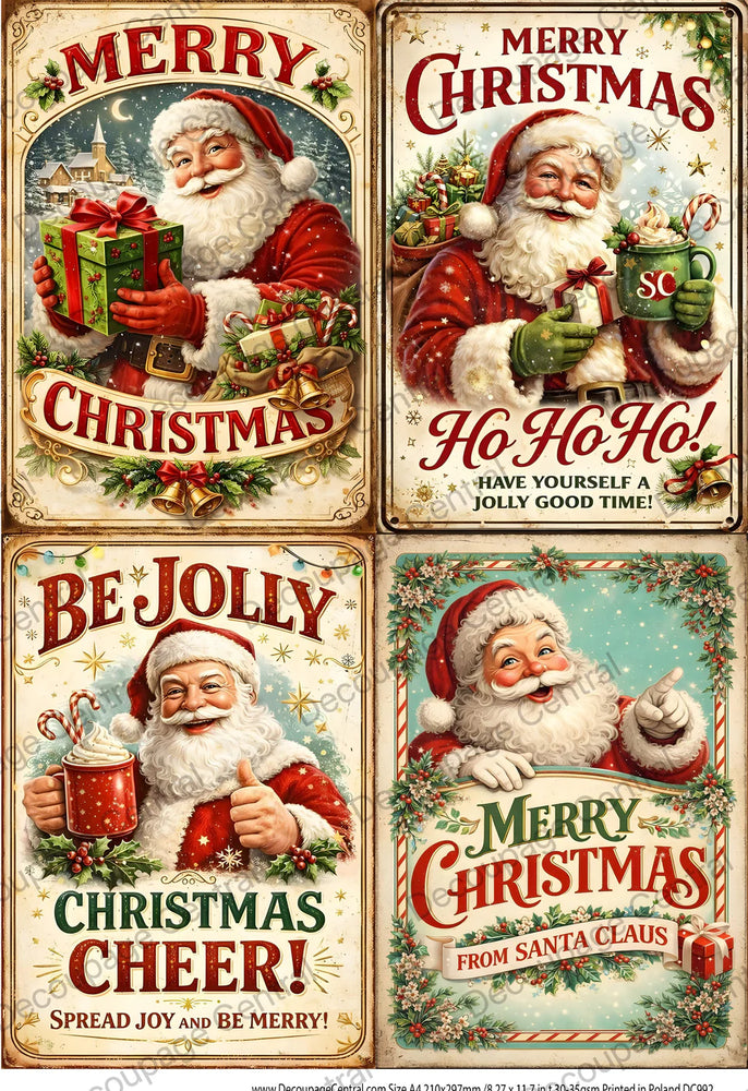 Santa's Christmas Cheer Collection Rice Paper (DC992) - Decoupage Central