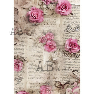 Roses on Book Page (#1783) - AB Studios