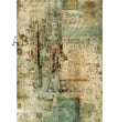 Vintage Collage Green Tan Background (#1806) Rice Paper- AB Studios