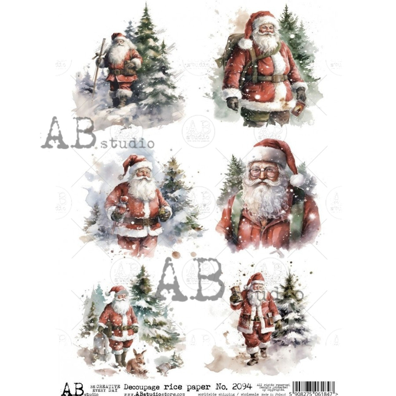 Mini Santa Portraits (#2094) Rice Paper- AB Studios