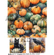 Cat Bird and Pumpkins 3 Scenes (#2257) Rice Paper- AB Studios