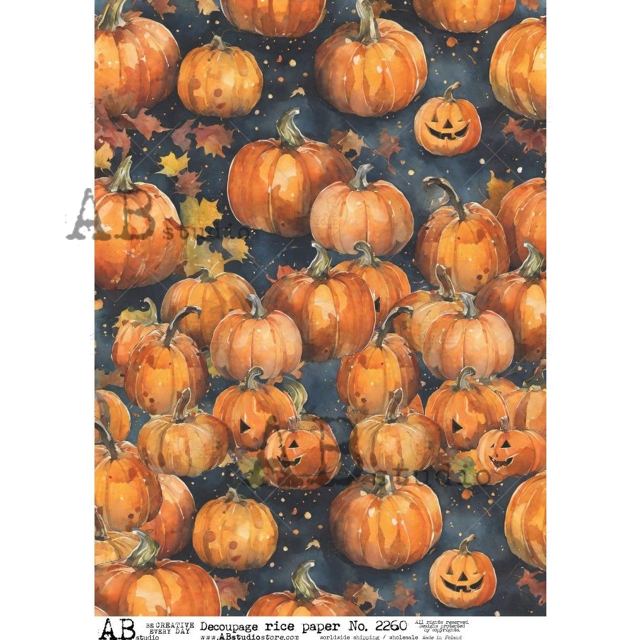 Orange Pumpkin Patch (#2260) Rice Paper- AB Studios