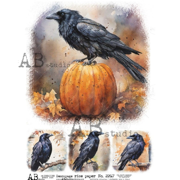 Four Fall Ravens (#2267) Rice Paper- AB Studios