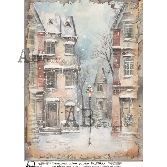 Winter City View (#2466) Rice Paper- AB Studios