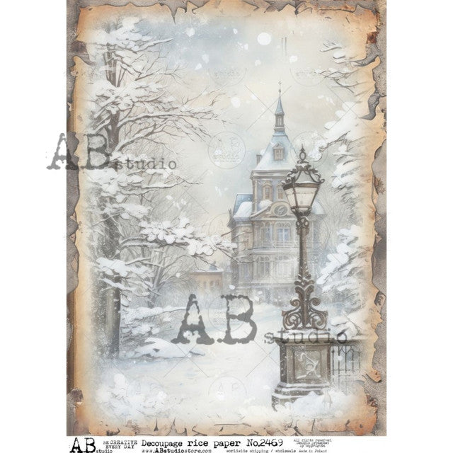 Winter Streetscape (#2469) Rice Paper - AB Studios