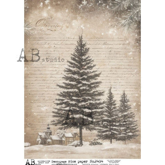 Winter Trees (#2484) Rice Paper- AB Studios  Decoupage Queen