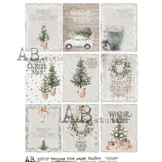 Farmhouse Christmas Nine Pack (#2504) Rice Paper- AB Studios