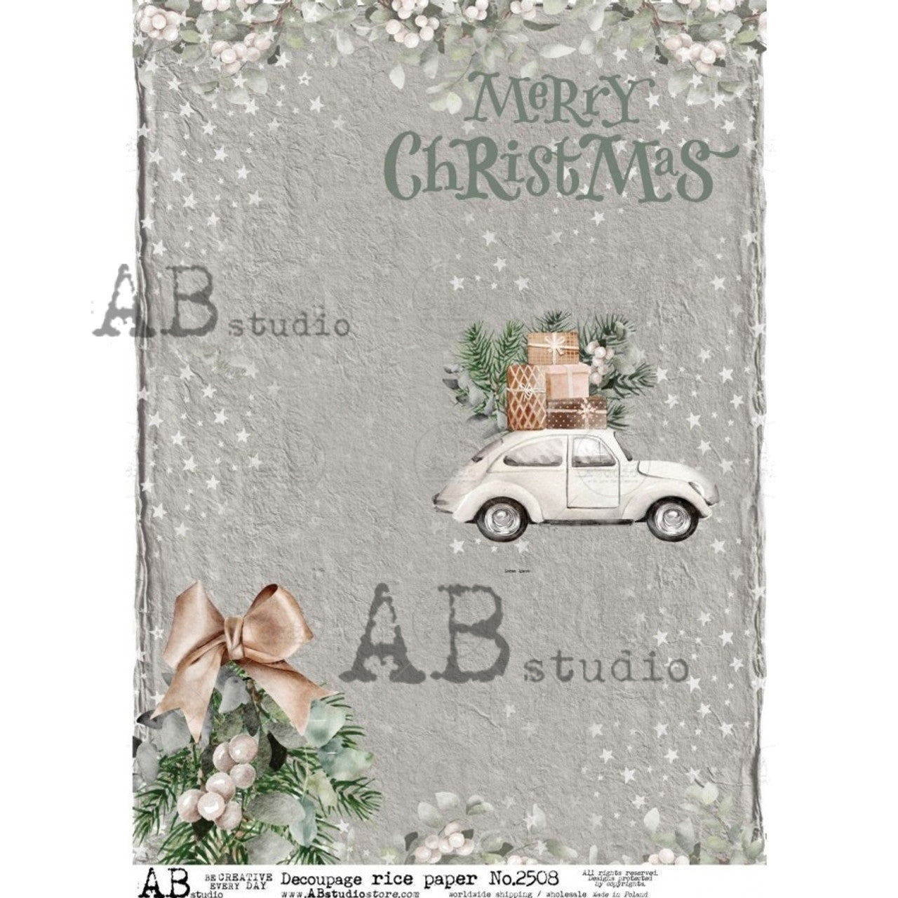 Christmas Car (#2508) Rice Paper- AB Studios