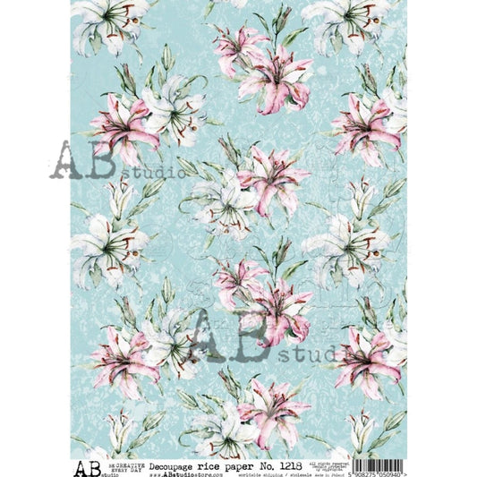 Aqua & Pink Floral (#1218) - AB Studios