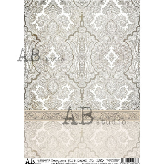 Neutral Beige Damask Pattern (#1325) Rice Paper- AB Studio – Flippin ...