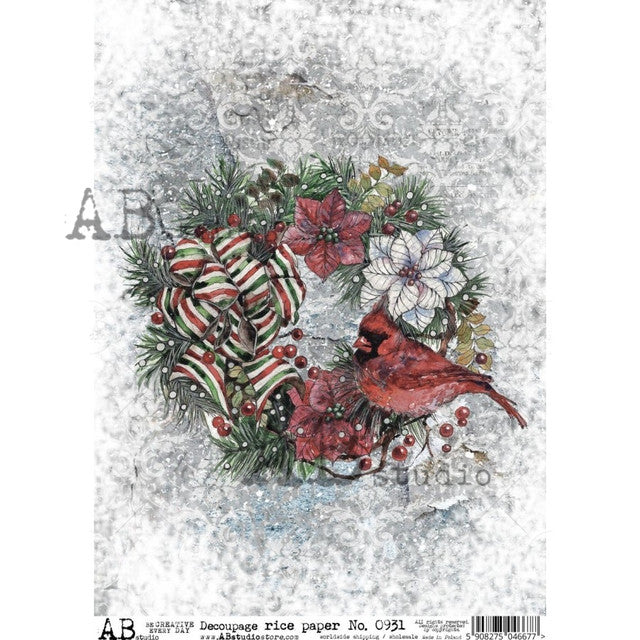 Cardinal Wreath (#0931) Rice Paper- AB Studios