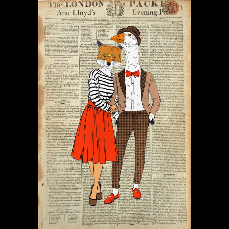 Foxy Girl and Handsome Goose Decoupage Tissue - Deborah Bucher Designs