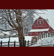 Red Christmas Barn Decoupage Tissue - Deborah Bucher Designs