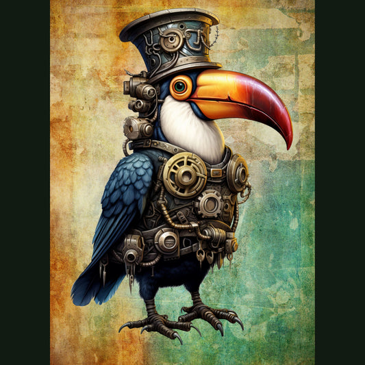 Steampunk Toucan Decoupage Tissue - Deborah Bucher Designs